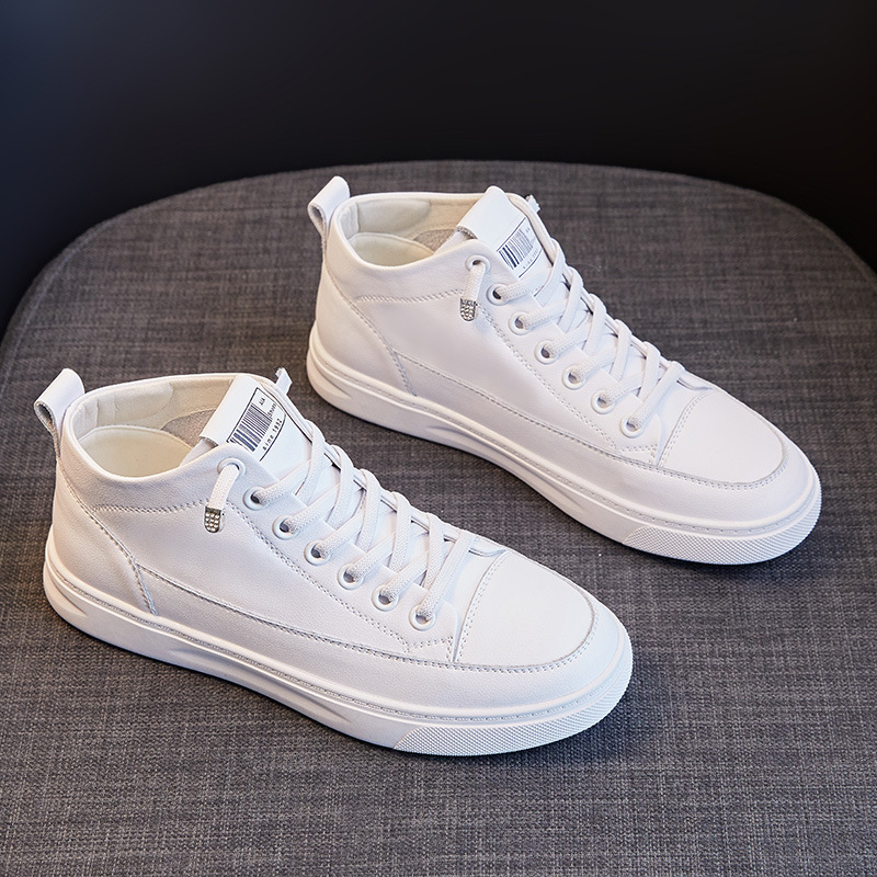 2026 Summer New Style High-Top White Shoes for Women Made of First-Layer Cowhide, Korean Style Versatile Casual White Shoes for Women