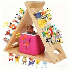 跨境木质玩偶收纳架壁挂式公仔手办玩具展示架磁性手办音响置物架