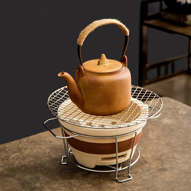 复古全套围炉煮茶壶家用陶茶具室内烧烤炉套装取暖碳炉户外烤火盆