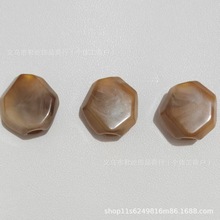 亚克力仿玉髓六棱切面菱珠 多棱竖孔散珠DIY手串服饰饰品配件批发