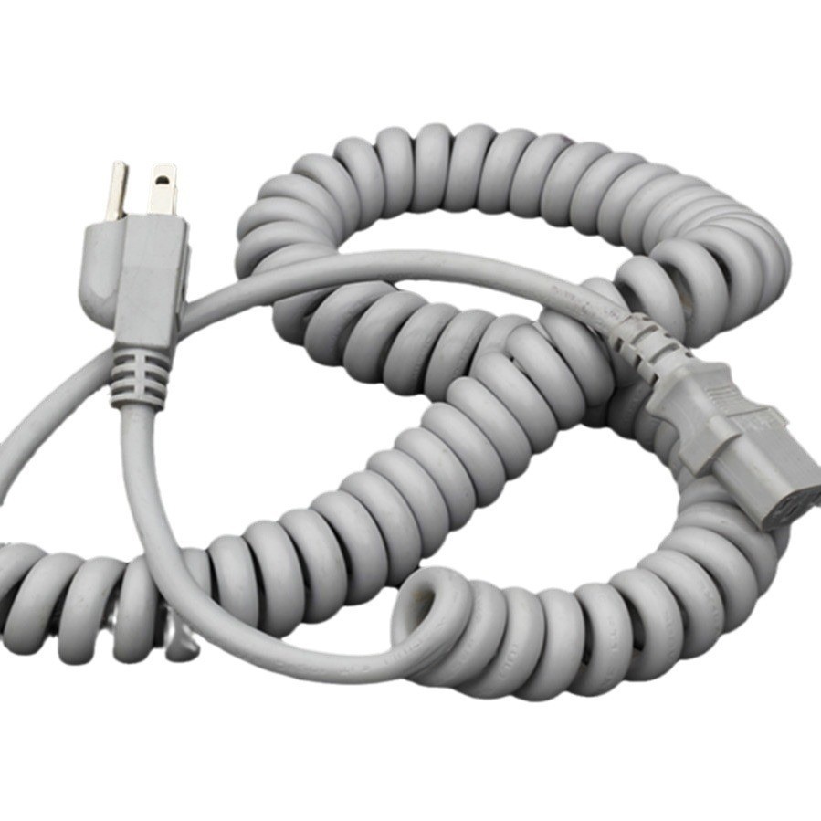 供应18AWG电源插头弹簧线 三芯0.823平方纯铜螺旋线TPU护