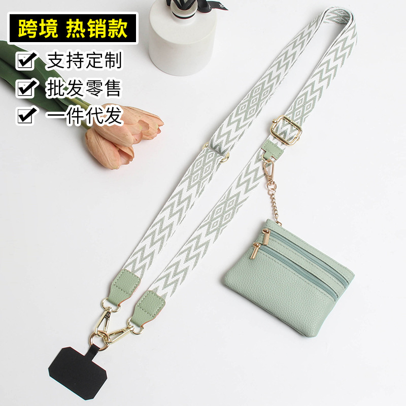 Cross-Border Wide Shoulder Strap Mobile Phone Lanyard Cross-Body Carryable Double-Sided Printing with Coin Purse Mobile Phone Cotton Strap Finished Clip Manufacturer Cross-Border Wide Shoulder Strap Mobile Phone Lanyard Cross-Body Carryable Double-Sided Printing with Coin Purse Mobile Phone Cotton Strap Finished Clip Manufacturer