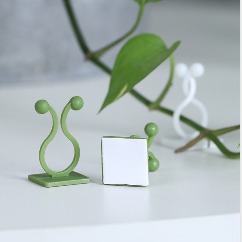 Titular de rábano verde Pared de escalada flor planta verde hierba verde hogar hebilla anillo rama verde que forma el gancho 10 Pack