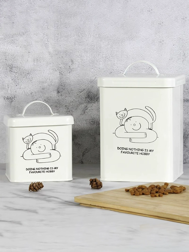 Pet Food Storage Container, Cute Cat Design, Multi-Size (Small–Large) with Optional Sealed Lid
