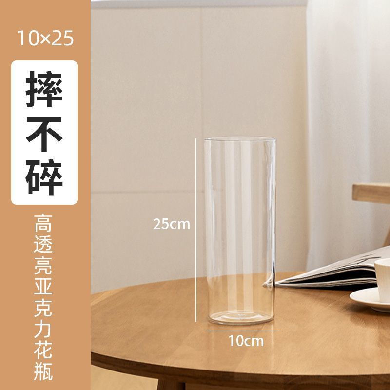 Vaso acrílico de alta transparencia a prueba de caídas abundante bambú de meseta hidropónico flores interiores decoración de mesa despierta barril de flores