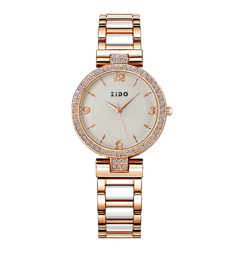 Relógio de quartzo elegante para mulher com detalhes de diamante_voghion.com