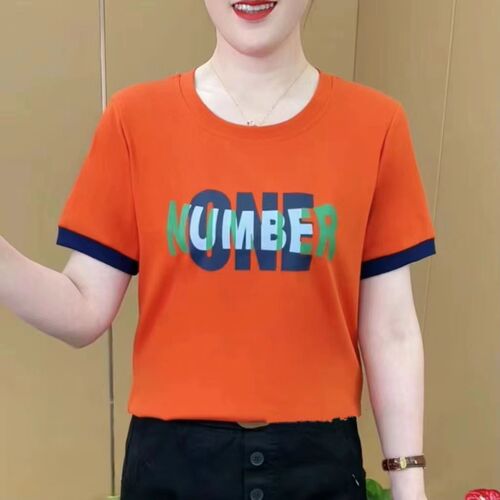 2024 fashionable Western-style mom's outfit letters spring T-shirt middle-aged and elderly large size all-matching bottoming shirt casual women