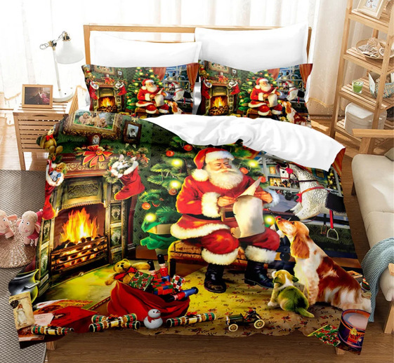 3d Christmas Bedding Set Three Piece Holiday Bedroom Decor_voghion.com