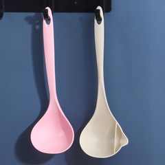 Wheat Straw Separator Spatula Creative Household Hanging Long Handle Oil Drain Filter Soup Spoon Oil Separator Spatula Oil Soup Separation Spoon
