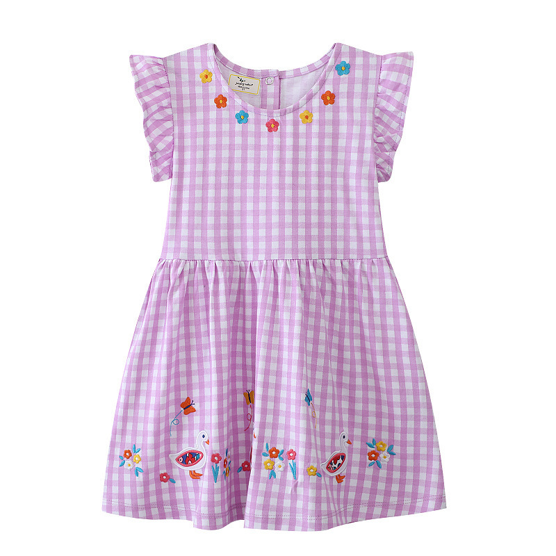 Girls' Dresses, Summer Dresses, New European and American Children's Casual Skirts, Fashionable Round Neck Short-Sleeved Princess Dresses Wholesale