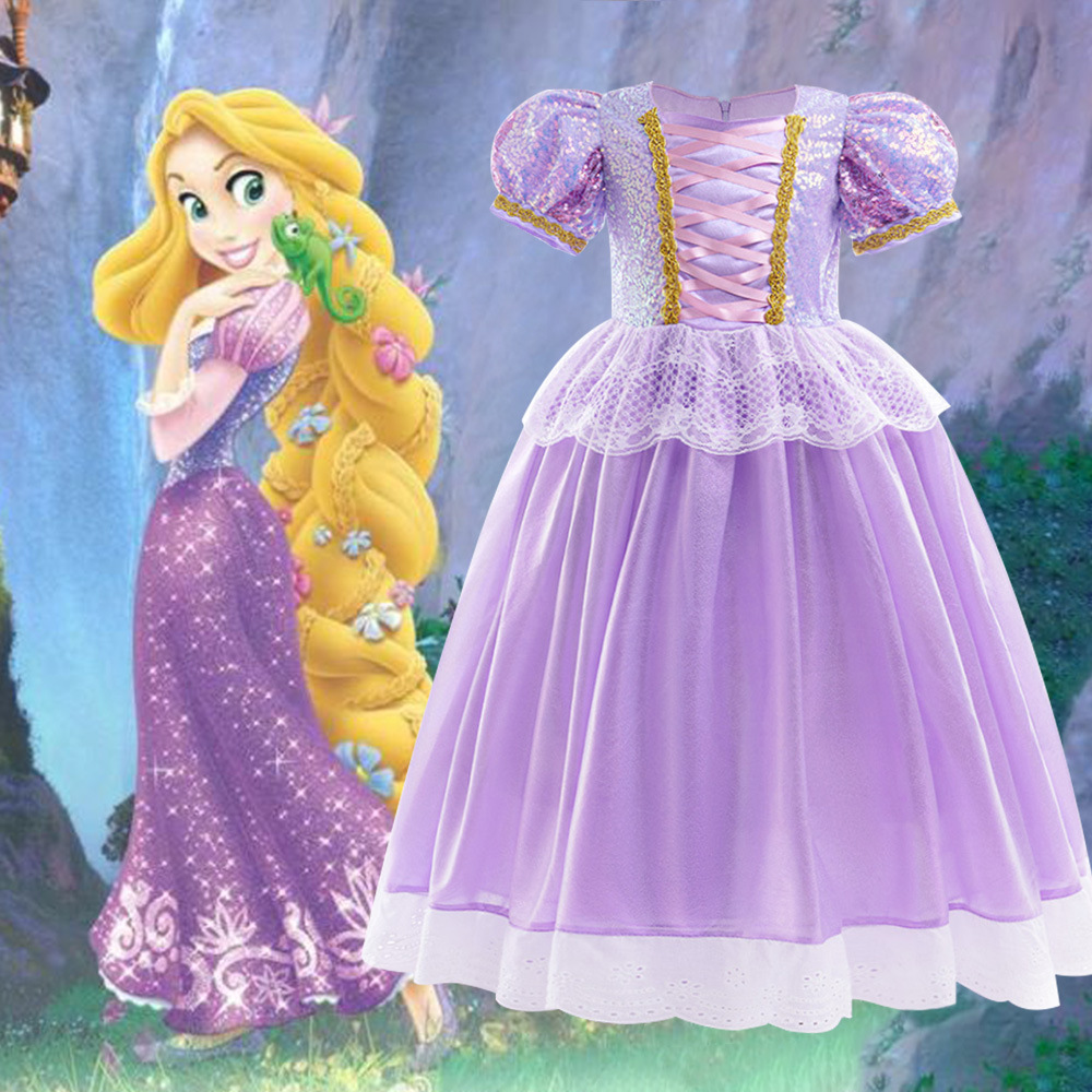 Amazon Cosplay vestido de princesa de pelo largo europeo y americano nuevo vestido de las niñas danza fiesta rendimiento ropa