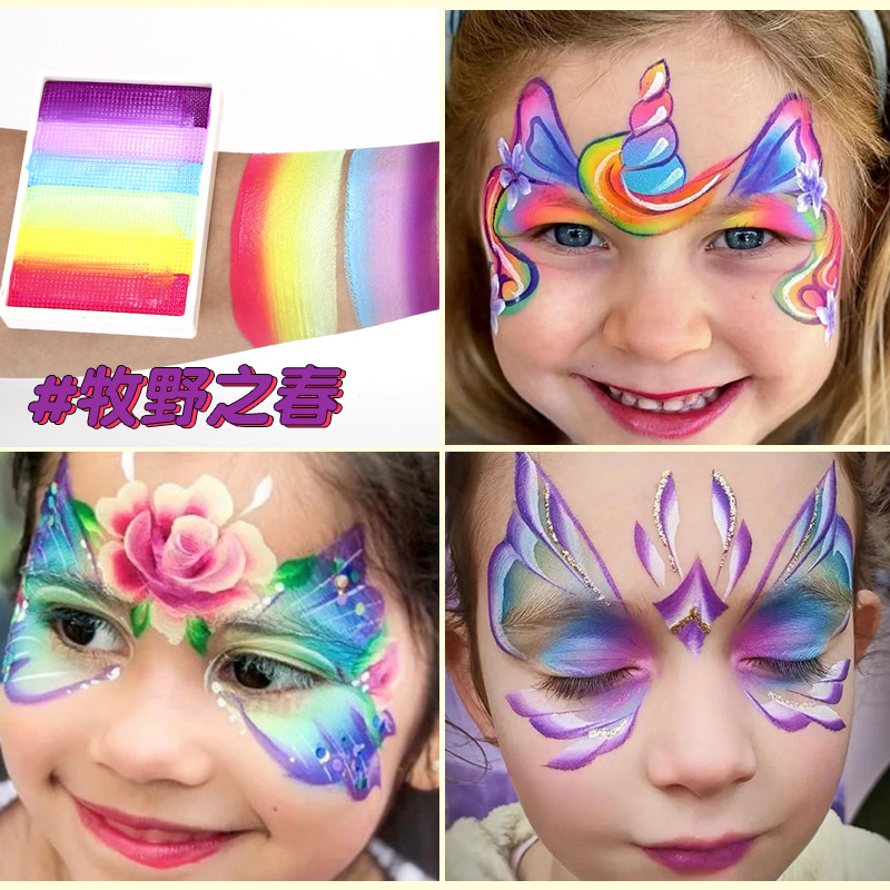 50g 6 colores a juego Arco Iris tira cara pintura a base de agua color a juego pigmento lavable cuerpo Arco Iris Cara color cubierta