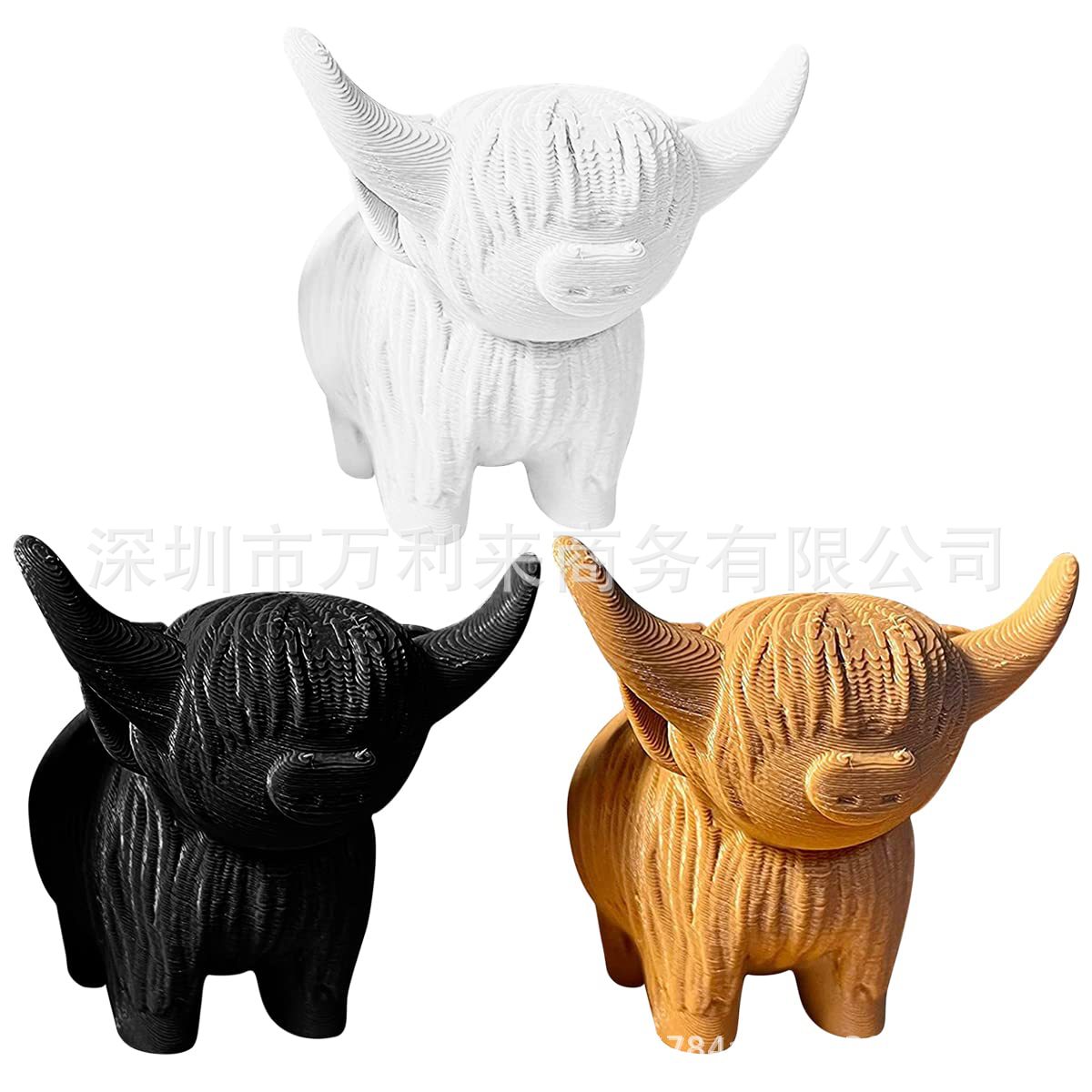 3 조각 소 장식품