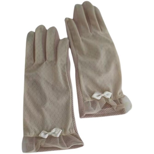Cool sensation~ Gentle bow knot Japanese UV driving fingerless sunscreen gloves for women, summer thin breathable touch screen
