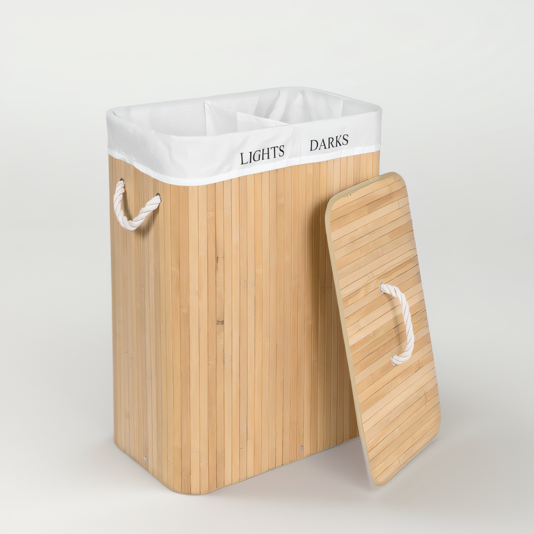 Cross-border bamboo laundry basket laundry basket bamboo folding woven clothes storage bucket wholesale a generation of TEMU