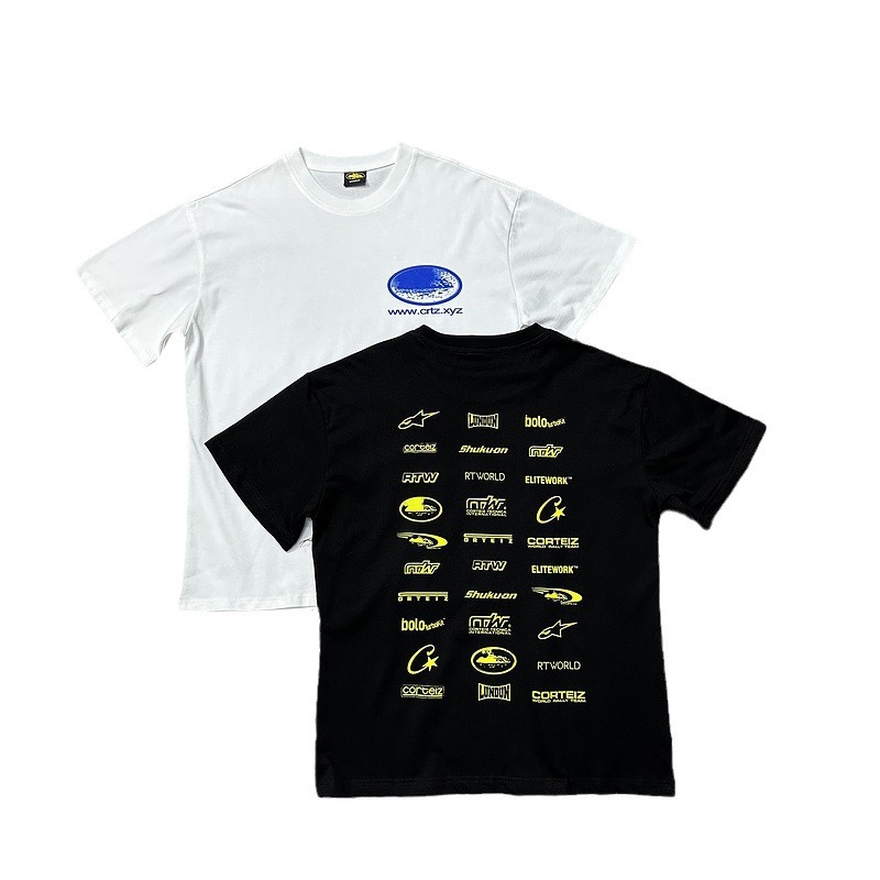 Corteiz verano nuevo diablo isla diversión carta impresión moda marca hombres y mujeres sueltos casual manga corta Camiseta cuello redondo