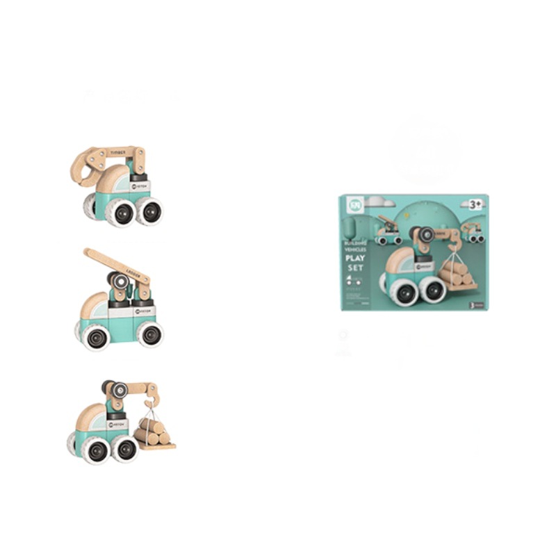 Juguetes de bloques de rompecabezas para niños, vehículos de ingeniería de bricolaje de madera, juegos de regalo para bebés, juguetes de madera ensamblados de variedad