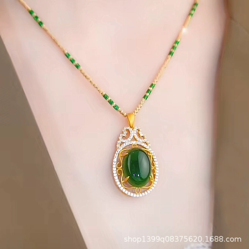 Новый имитация нефрита кулон ожерелье женский ретро шелковые полые Аксессуары свитер кулон знаменитый ветер атмосфера свитер цепь