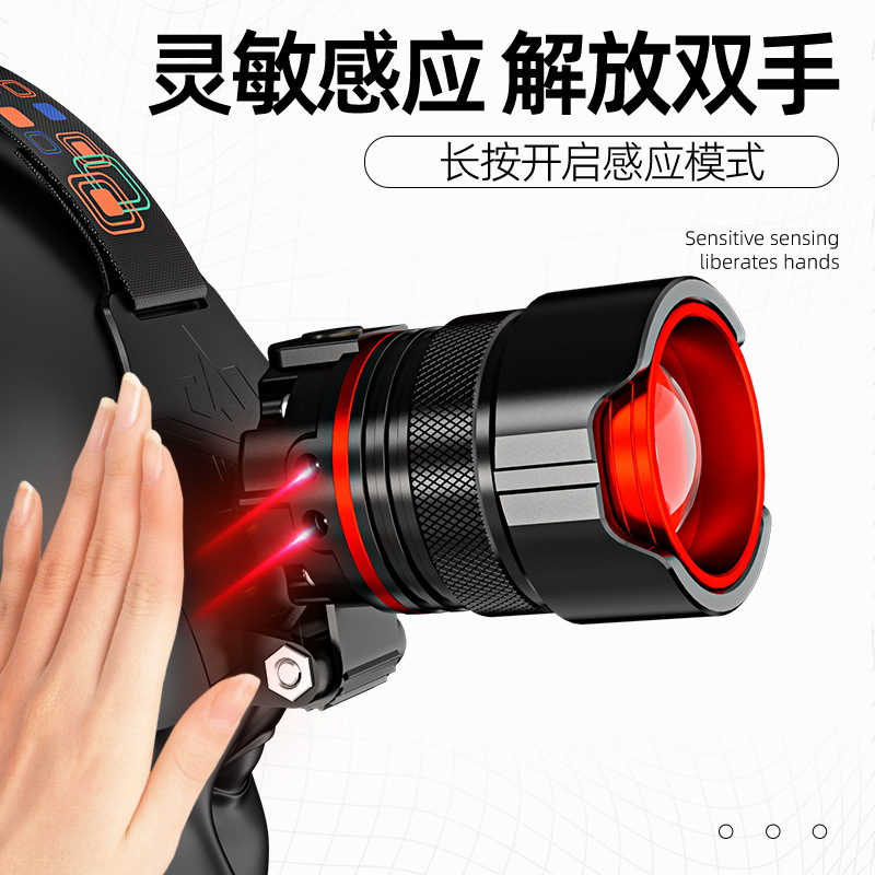 Carga transfronteriza luz de pesca nocturna al aire libre camping escalada luz de emergencia luz de advertencia de zoom de estiramiento de inducción luz brillante