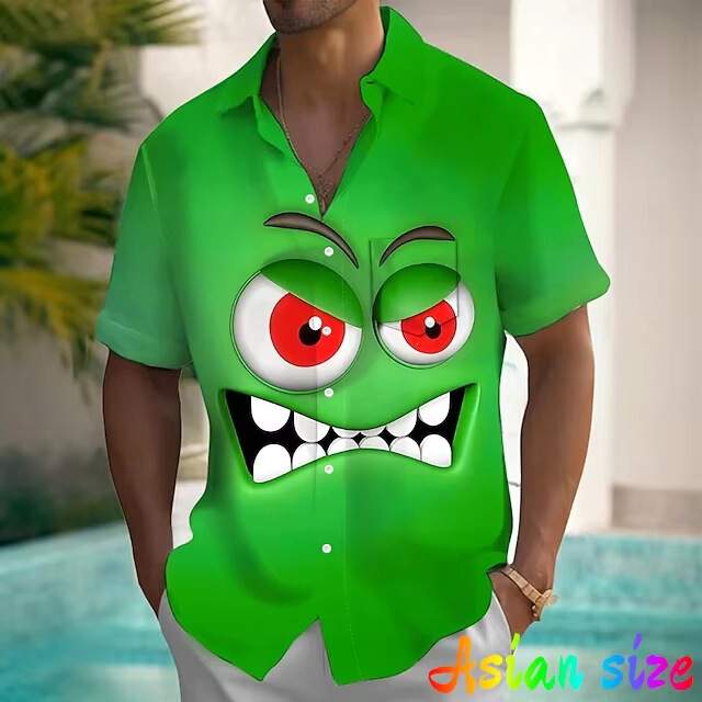 Funny Smiley Face Graphic Hawaiian Shirt Animated 3D Printed Short Sleeve Shirt Vacation Party Lapel Shirt Summer Funny Smiley Face Graphic Hawaiian Shirt Animated 3D Printed Short Sleeve Shirt Vacation Party Lapel Shirt Summer