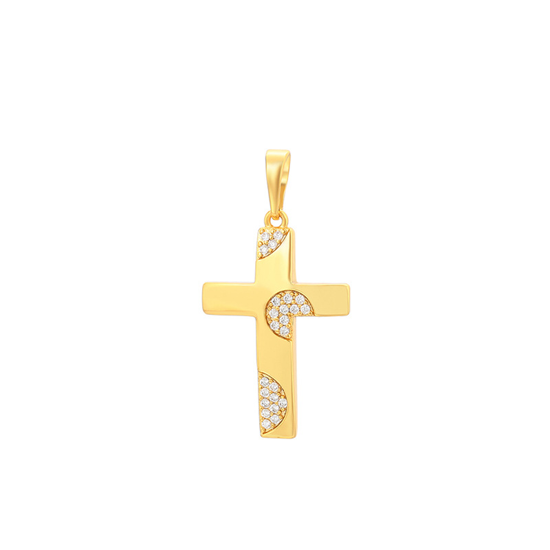 Xuping simple colgante de estilo europeo y americano aleación de cobre chapado 24k colgante de cruz de color oro ligeras joyas de lujo al por mayor