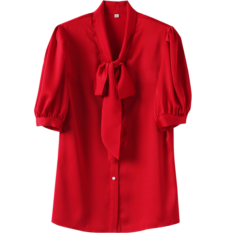 Spring summer elegant shirt with bow for leisure