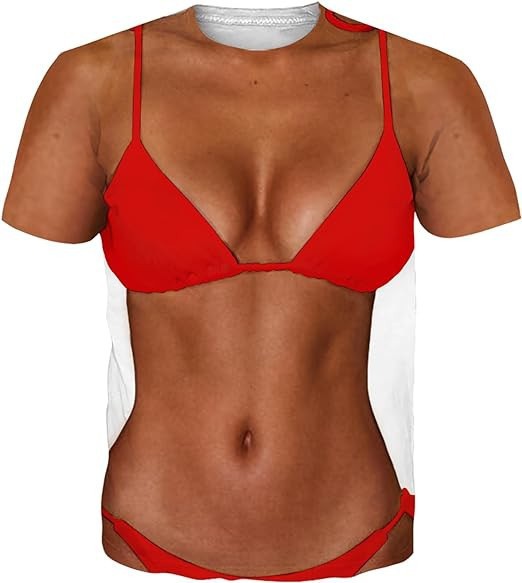 Divertido y divertido traje de baño de playa 3D impresión digital para hombres y mujeres verano suéter suelto hombro de manga corta camiseta fábrica