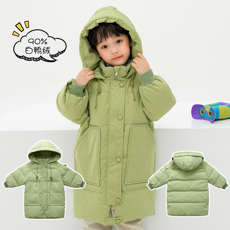 Invierno nuevos hombres y mujeres de los niños medio y grande engrosada caliente pato blanco abajo chaqueta abrigo largo