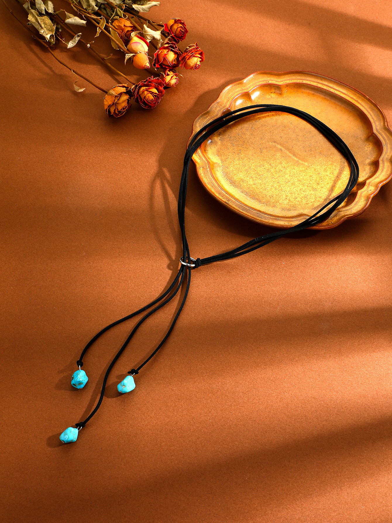 Heißer verkauf Bohemian ethnischen stil herbst und winter schmuck türkis anhänger retro halskette pullover kette_voghion.com