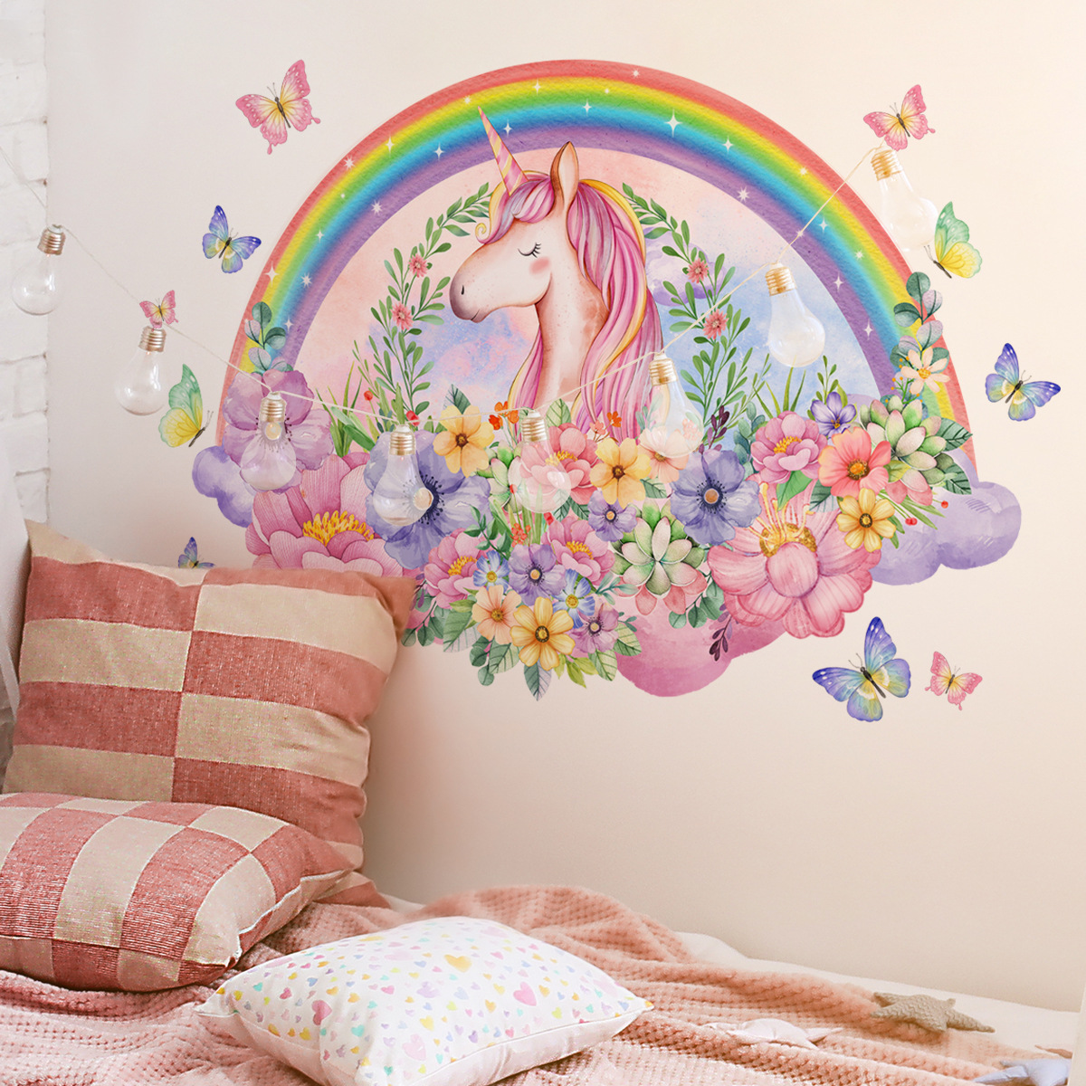 Cute Animal Cartoon Rainbow Plastic Wall Sticker Wall Art display picture 13