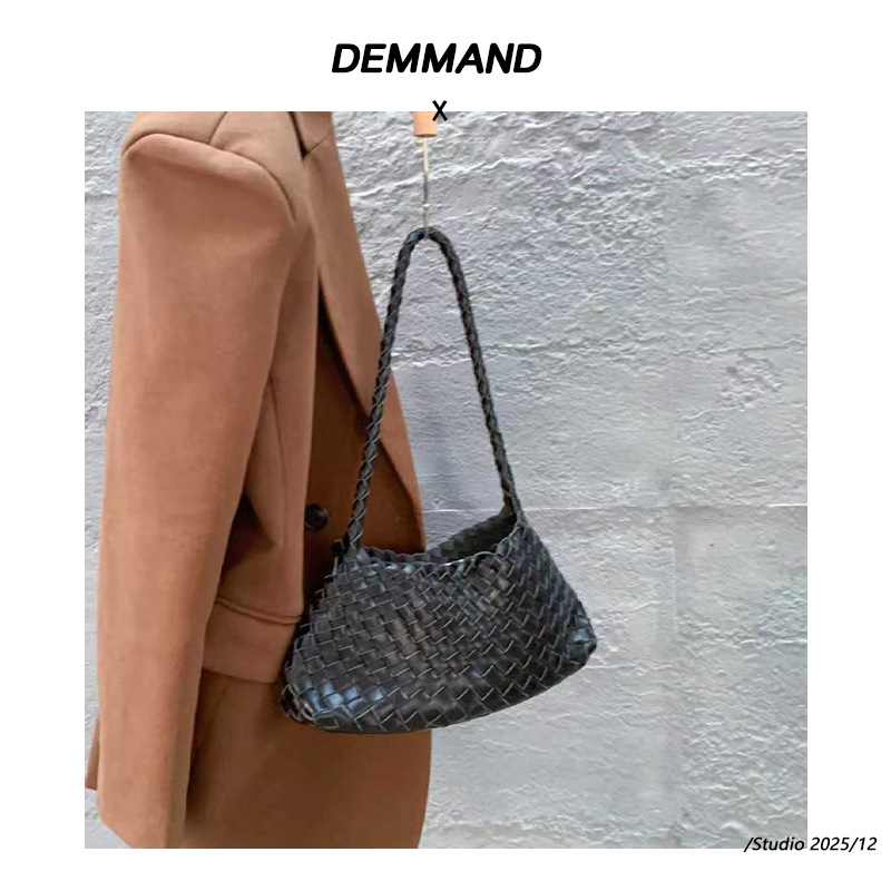 Dragon Diffusion Women's Woven Leather Bag Retro Shoulder Handbag Underarm Bag Baguette Bag - Thumbnail 3