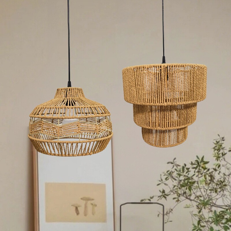 Wireless Charging, Hand-Woven Lampshade, Creative Crafts, Chandelier, Straw Lampshade, Popular in B&Bs and Restaurants
