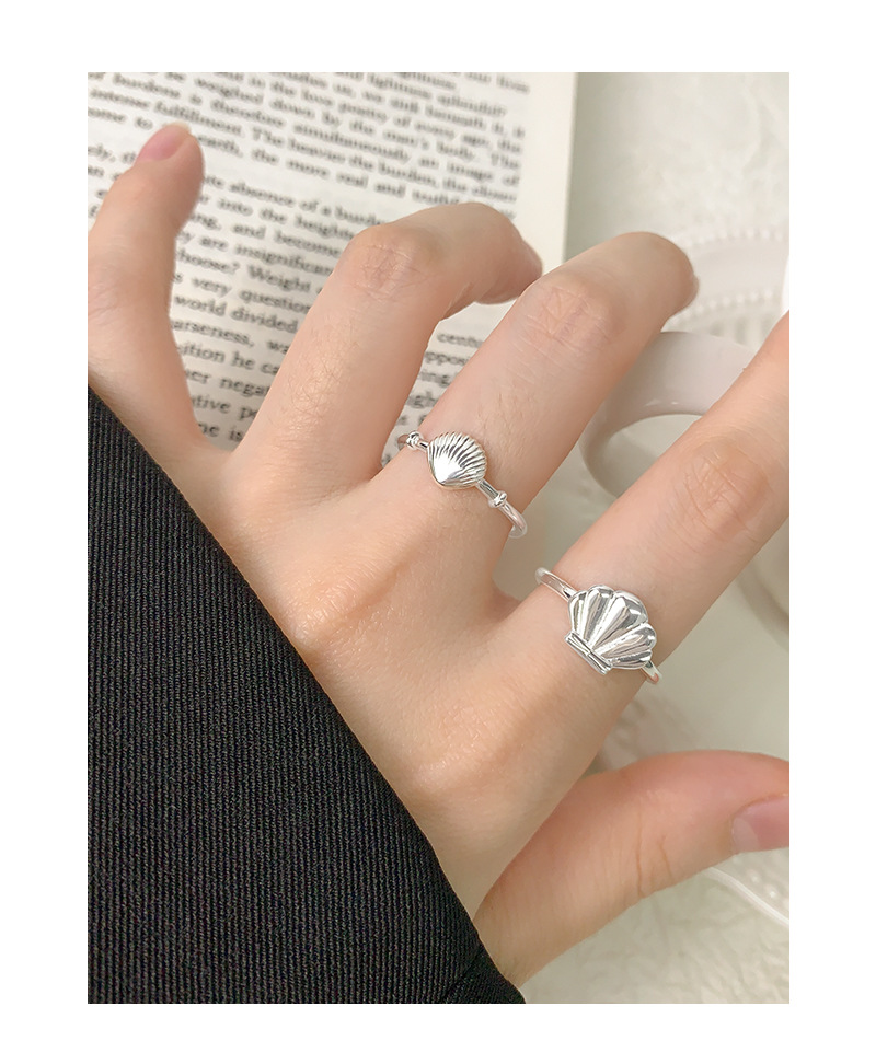 5g Weight Open Rings Classification 1 Piece Quantity Holiday, Travel, Daily Occasion 925 Sterling Silver Material Shell Pattern Women's Gender Plating Design Casual, Simple Style, Streetwear Style 925 Sterling Silver Shell Open Rings 8