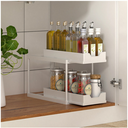 Double-layer storage rack kitchen seasoning drainage rack bathroom room living room storage rack multifunctional sink storage rack