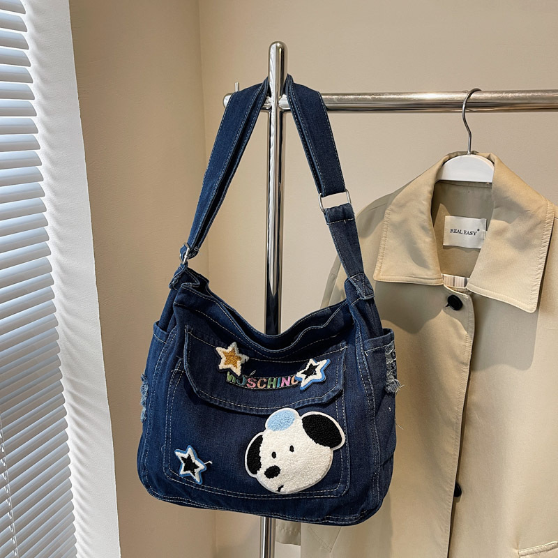 Cute Girls' Denim Crossbody Bag, Large Capacity Messenger Canvas Bag, Casual School Bag For Students, Niche Shoulder Bag - Thumbnail 7