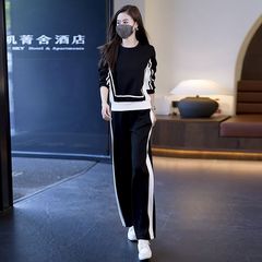 时尚休闲运动卫衣套装女2025年秋季新款洋气时髦减龄阔腿裤两件套