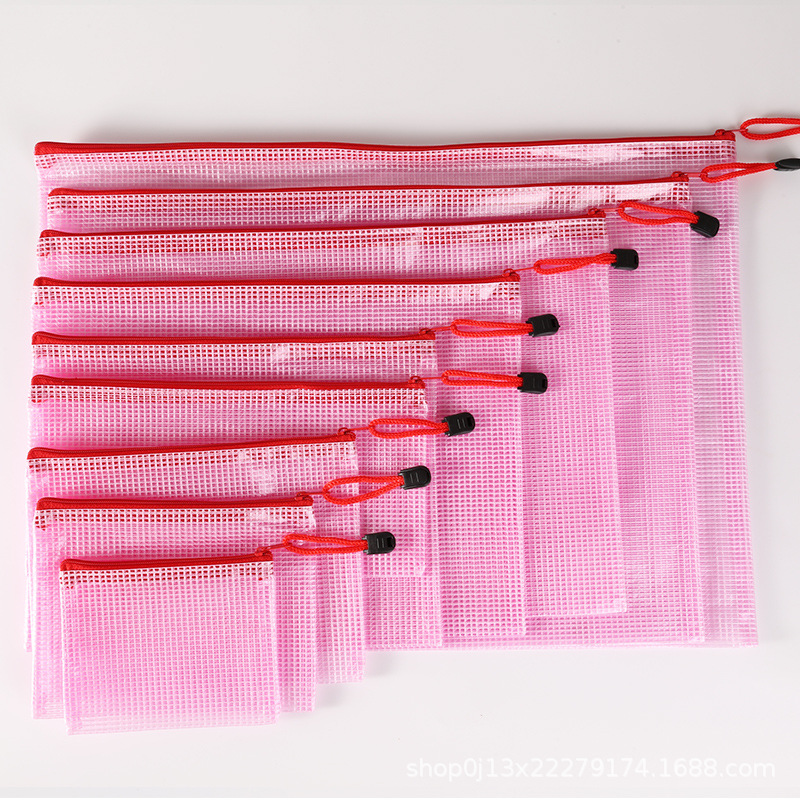 Directo de fábrica A4 bolsa de archivo transparente bolsa de malla de cremallera engrosada bolsa de papelería de estudiante a prueba de agua bolsa de archivo de material