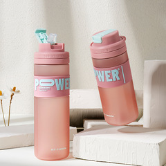 High-quality portable outdoor disposable plastic cup for women fitness sports straw water bottle, student space sanding water bottle