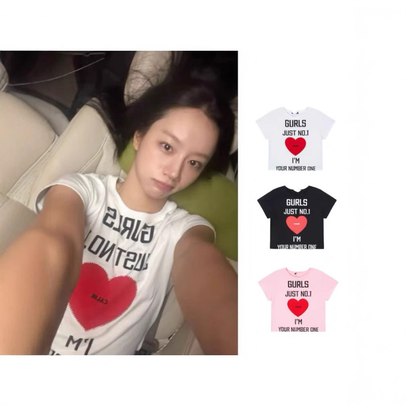 in stock Li Huili South Korea Designer Trendy Brand Love Letter Printed Short Short-Sleeved T-Shirt Women's Top in stock Li Huili South Korea Designer Trendy Brand Love Letter Printed Short Short-Sleeved T-Shirt Women's Top