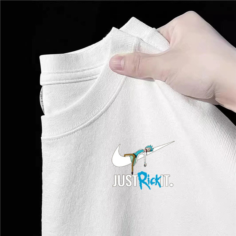 Men's Summer 180g Cross-border Heavy T-shirt Short Sleeve Men's Loose Joker Small Printed Base Shirt Fashion Brand Clothes