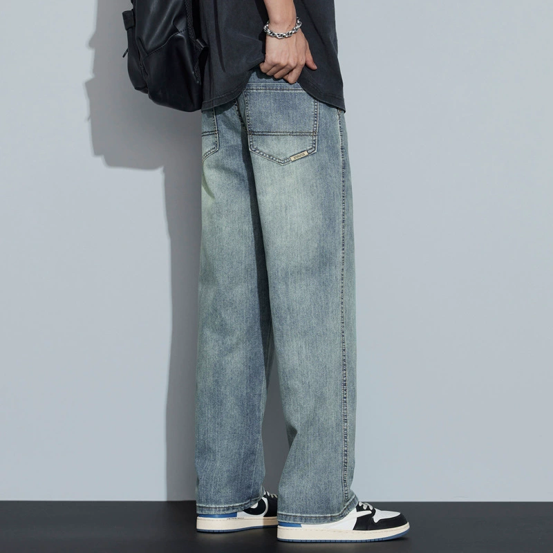 Spring jeans, universal casual trousers, trend of season, loose straight fit