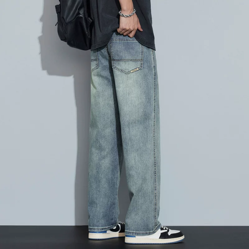 Spring jeans, universal casual trousers, trend of season, loose straight fit
