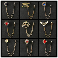 New Fashion and Elegant Crown Chain Brooch, Western and European Trendy Collar Accessory, Suitable for Various Occasions and Western Suits