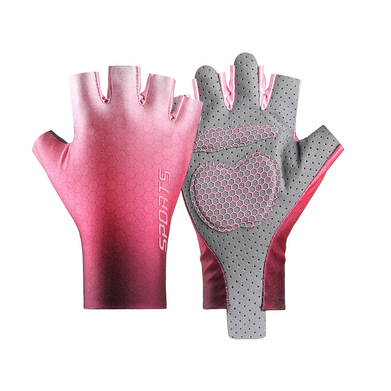 Guantes de medio dedo para niños protector solar fino Seda de hielo transpirable resistente al desgaste antideslizante estiramiento deportes al aire libre guantes de malla de equitación