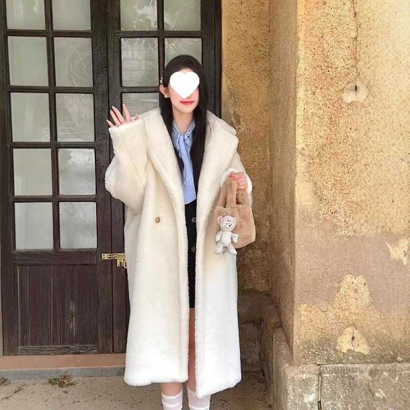 Autumn and Winter New Home Cocoon-Shaped Teddy Bear Coat Women's Silhouette Alpaca Fur Outwear Mid-Length