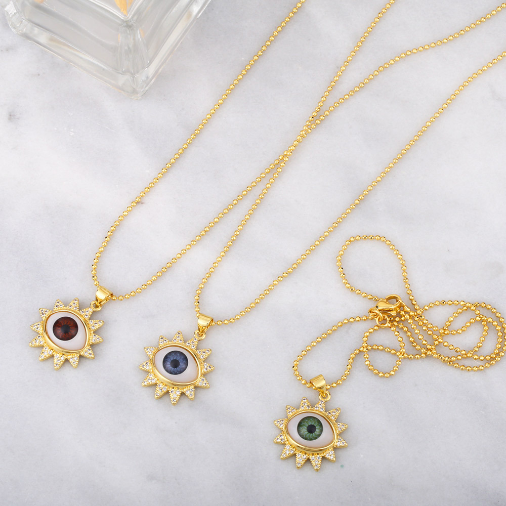 Devilu0027s Eye Pendant Necklace New Clavicle Chain Micro-inlaid Zircon Eyelash Necklace
