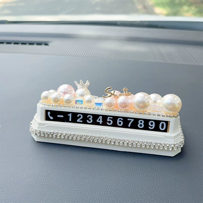 for car interior decoration, Nömrəli dayanma kartı - letter-embellished-diamond-bead-parking-tag