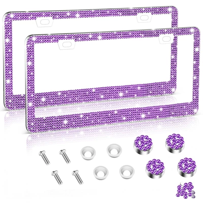 License plate holder/license plate holder: crystal diamond license plate holder, simple - purple-rhinestone-1-piece