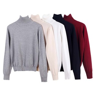 Autumn and Winter New High Collar Cross-Border Knitwear Women's Pile Collar Bottoming Shirt Slim Solid Color Wool Knitwear Manufacturer Ready Stock