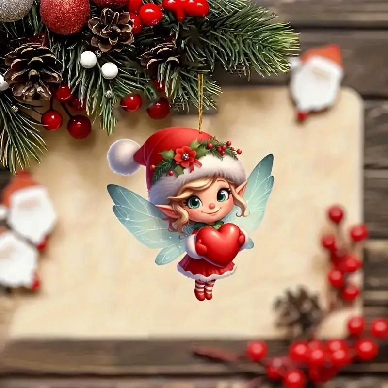 Новая рождественская елка ангел девушка декоративный кулон трансграничный акрилальный плоский автомобиль подвеска праздничная вечеринка подвеска